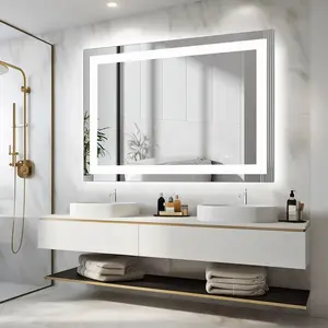 Aobtkel® 36"x 24"LED Bathroom Vanity Mirror for Wall Memory Function Tempered Glass with Front Light and Backlit For Living Room