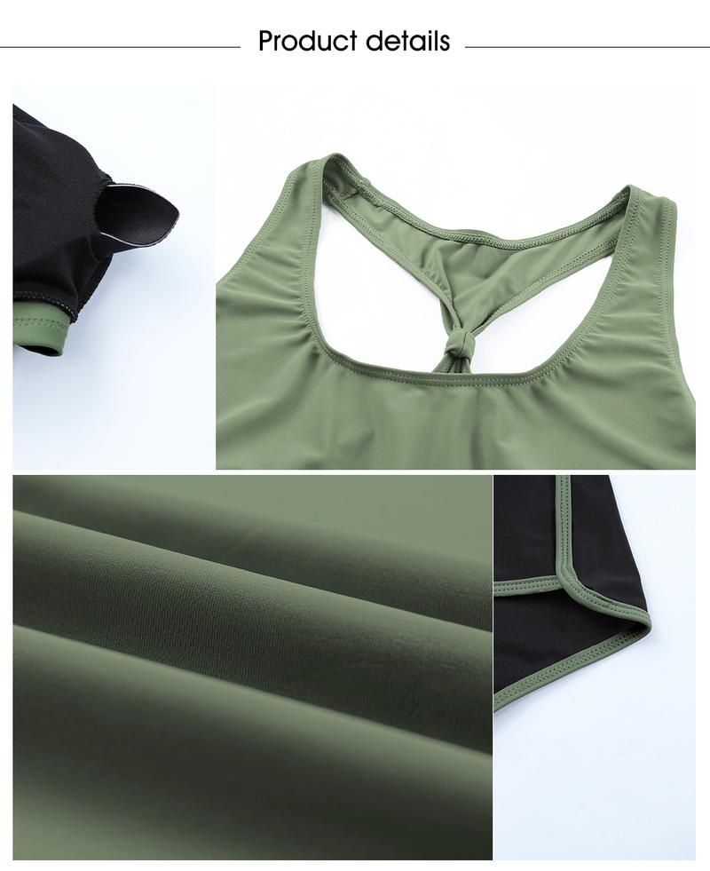 Womens Athletic 3 Piece Tankini Swimsuits with Shorts Swim Tank Tops with Sports Bra and Boyshorts Bathing Suits Sport Swimming Clothing Beach,Tankini Swimsuits for Women Swimwear Swimsuits for Curvy Women