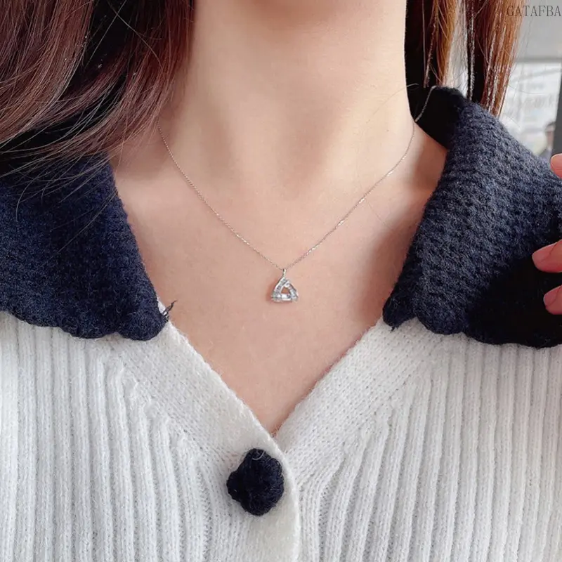 Geometric Triangle Necklace for Women, European Style Elegant Jewelry for Daily Commute