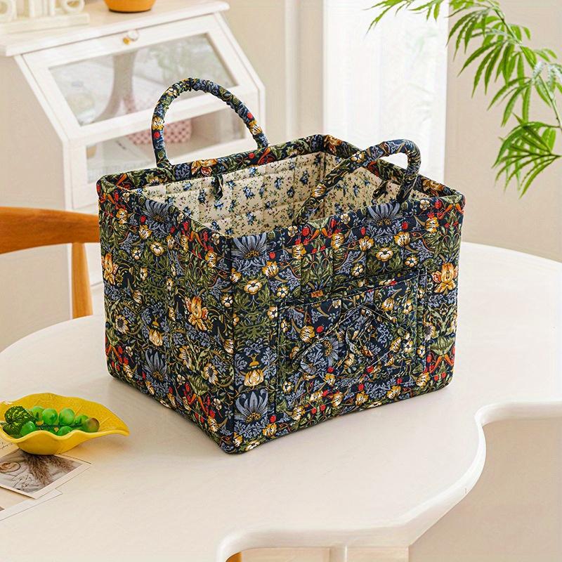 Charming Floral Fabric Storage Bins with Handles- Desktop Storage Basket, Travel Folding Organizer, Portable, Multi-Compartment Organizer for Clothes, Underwear& Accessories- Ideal for Bedroom or Bathroom Decor, Laundry Baskets Charming Floral Fabric Storage Bins with Handles- Desktop Storage Basket, Travel Folding Organizer, Portable, Multi-Compartment Organizer for Clothes, Underwear& Accessories- Ideal for Bedroom or Bathroom Decor, Laundry Baskets