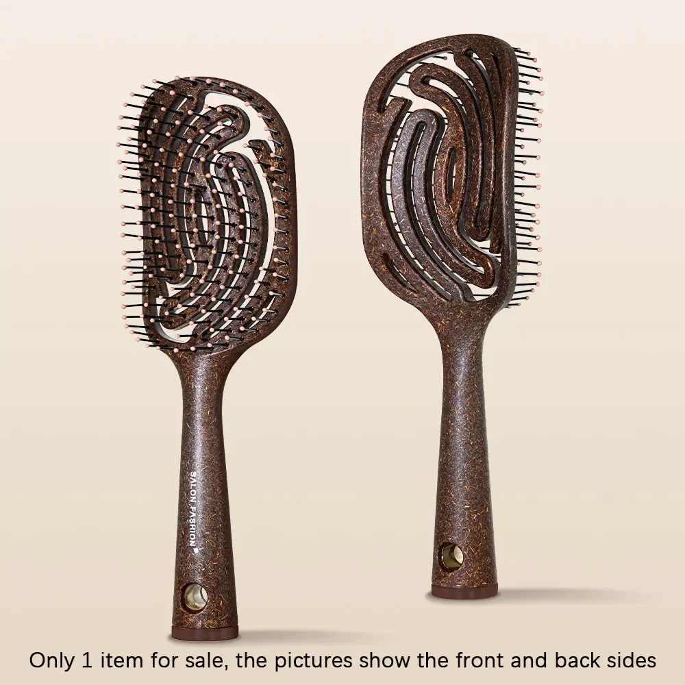 Coconut Extract Hollow Out Comb, Salon Fluffy Hair Roots, Wet and Dry Dual Use, Scalp Massage Exfoliating Hairbrush, Styling Tool for Gifting