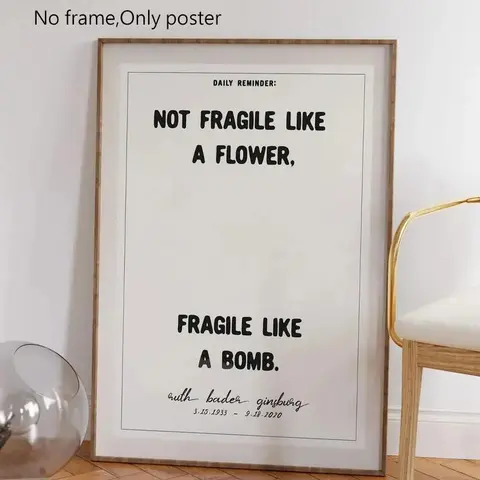 Empowering Women's Quote Canvas Print, Inspirational Wall Art for Home Office Classroom, Strong Female Theme Decor, Not Fragile Like Flowers or Bombs, Frameless