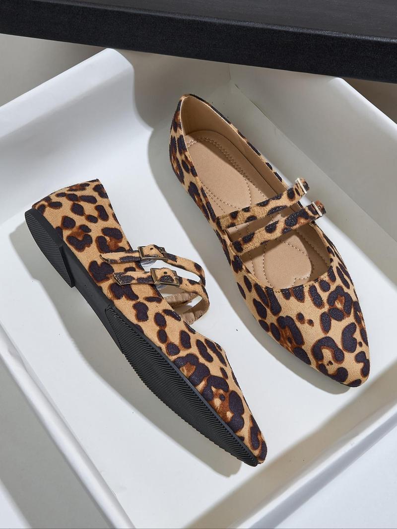Fashion Leopard Print Mary Jane Shoes, Comfortable Soft Sole Shoes for Daily Wear, Lightweight Elegant Breathable Shoes for Women & Girls
