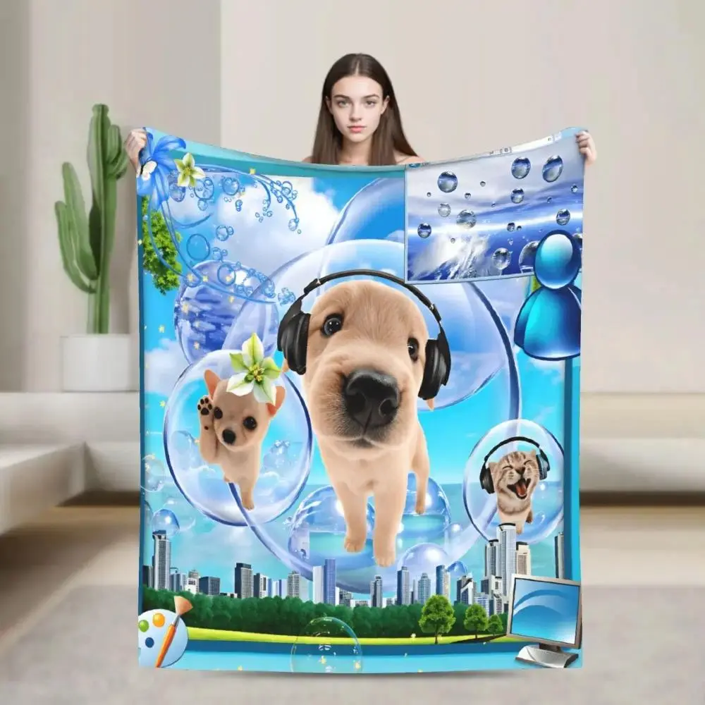 Frutiger Aero Fashion Flannel Blanket, Soft Funny Throw Blanket Cozy Lightweight Plush Portable Cover, Cooling Blankets All Season Blankets for Sofa Bed, Warm Birthday Christmas Gift for Y2K Aesthetic Lovers