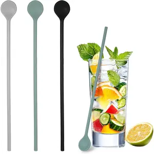 3Pcs 9.9" Reusable Silicone Long Stir Spoons Coffee Cocktail Drink Stirrers for Home Bar