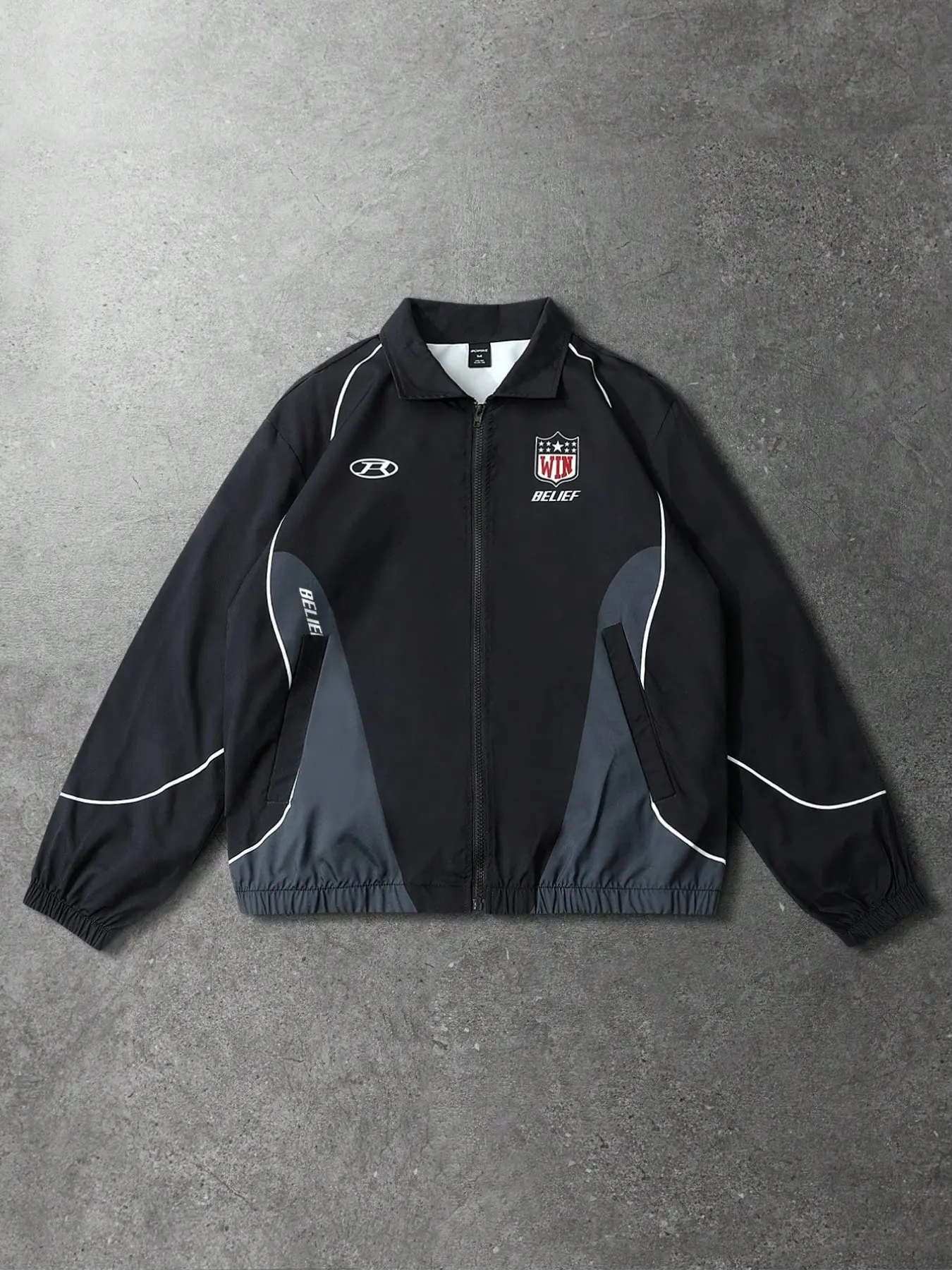 Men's 2026 Belief Graphic Jacket, Athletic Jackets, Varsity Sports Jacket, Sporty Style, Spring & Fall, Light Sports Men's Clothing, Trendy Streetwear, Casual Athletic Jacket