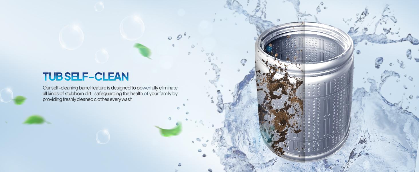 ROVSUN 17.8/25/30LBS Portable Washing Machine, Full-Automatic Electric Laundry Machine with Stainless Steel Drum, 110V Compact Washer, Washer and Dryer Combo with Drain Pump for Apartment, Dorms, RV, 400W