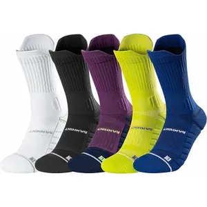 3/6Pairs Men's Athletic Crew Socks, Breathable Cushioned Sports Socks Non-Slip Moisture Wicking Socks for Men Comfort Crew Socks for Running & Trainingfor Everyday & Gym Mid season socks