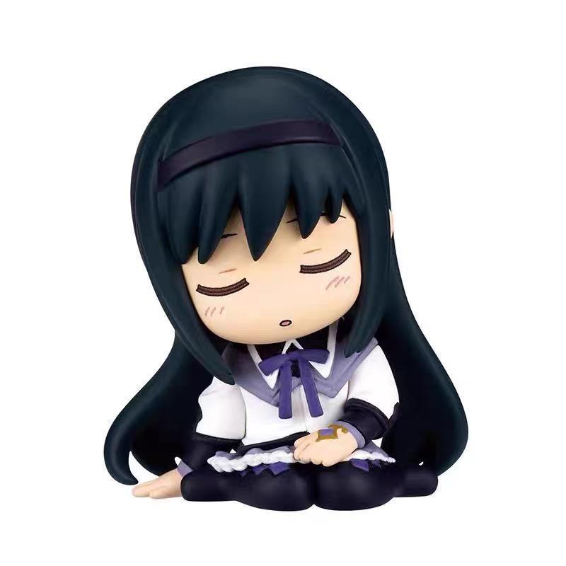 Puella Magi Madoka Magica Sleepy Chibi Figure Set, 4Pcs Anime Collectible Model Kit, Cute Desk Decor Gift for Fans