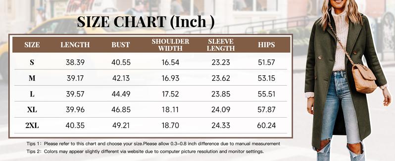 Yousify Womens Notched Lapel Collar Double Breasted Pea Coat Winter Wool Blend Over Coats Long Jackets