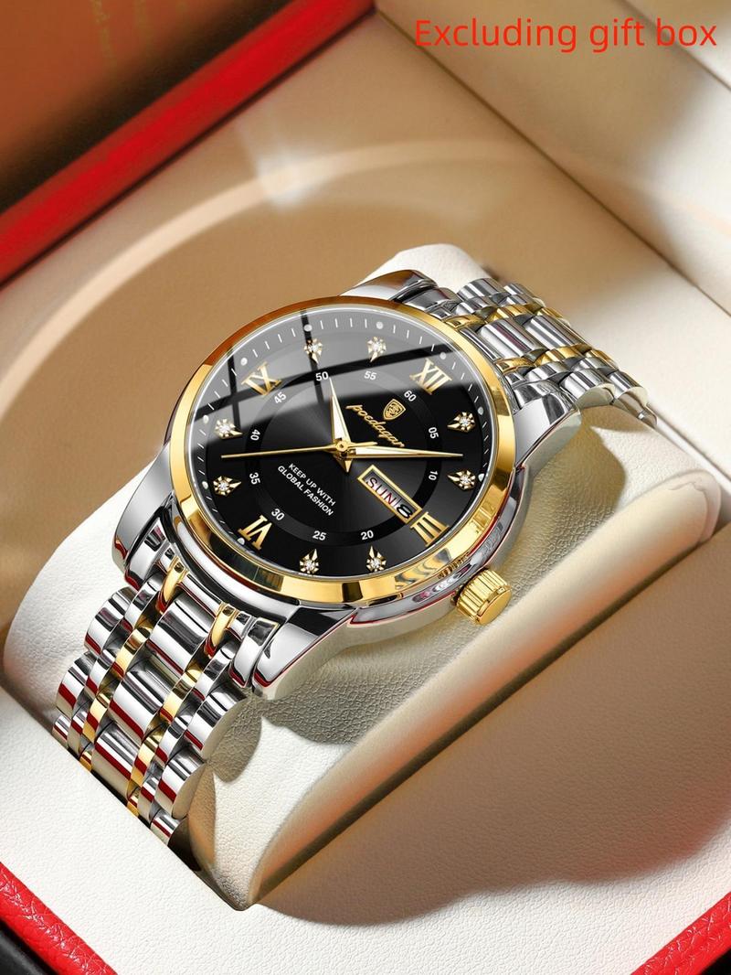 Men's Casual Business Round Dial Analog Quartz Watch, Fashion Daily Wear Watch with Box, Trendy Versatile Watch for Birthday Gift & Party