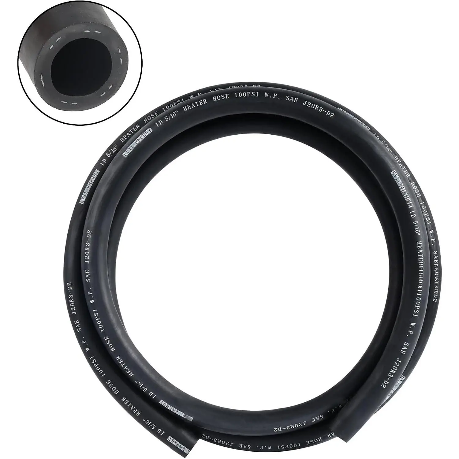 5/16" Heater Hose Coolant Radiator Straight 100PSI SAE 20R3 5FT Black