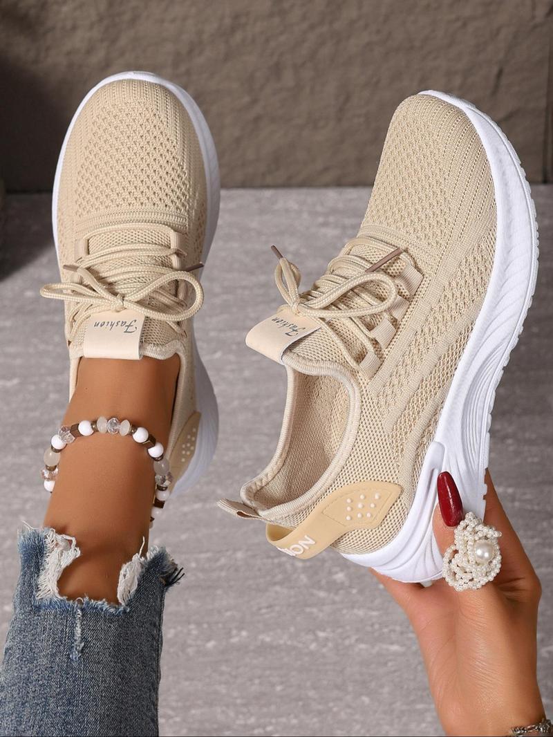 Women's Fashionable Mesh Breathable Lightweight Sneakers, Knitted Running Shoes, Casual Comfortable Sports Running Shoes, Female All-match Round Toe Shoes for Daily Wear