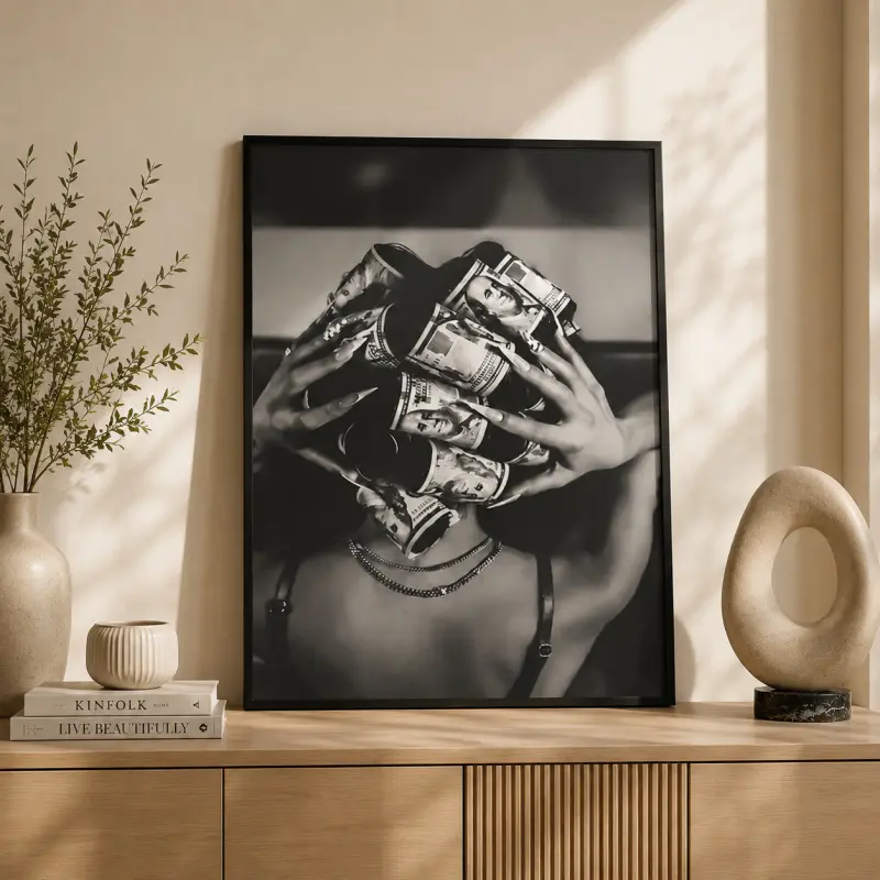 Black Woman Poster, Modern Girl Art, Fashion & Money Wall Art, Black Girl Wall Decor, Aesthetic Room Decor, Luxury Lifestyle Art