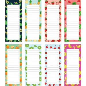 8pcs Magnetic Notepads for Fridge, 25 Sheets per Notepads, Strong Magnetic Notepads with Fruit Pattern, Notepads with Full Back Magnet for Grocery Lists, Shopping Lists, To-Do Lists, Reminders