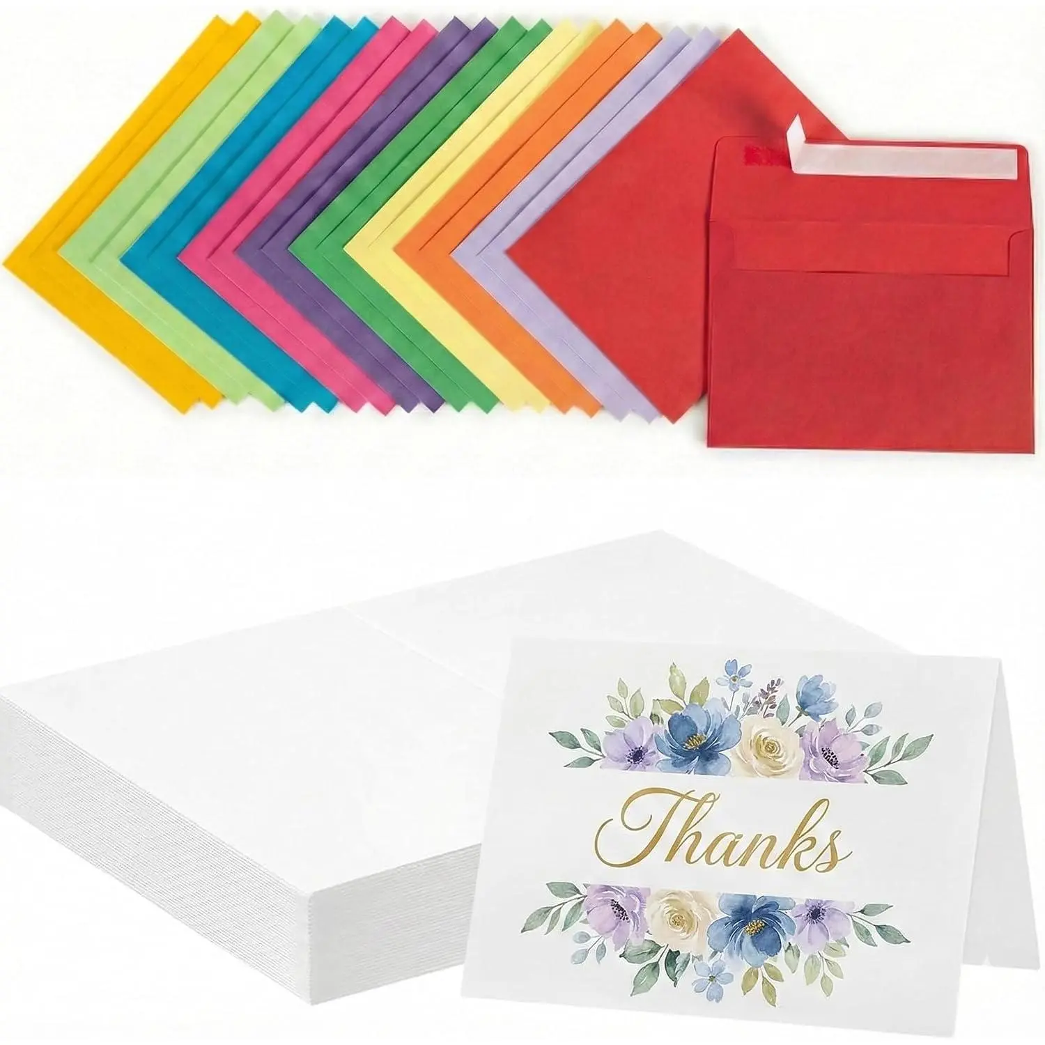 20 Sets 5 x 7 Inch Blank Watercolor Paper Cards with Colored Envelopes(10 Colors), 140lb/300GSM Foldable Watercolor Postcards with Envelopes for Greeting Cards Wedding Invitations