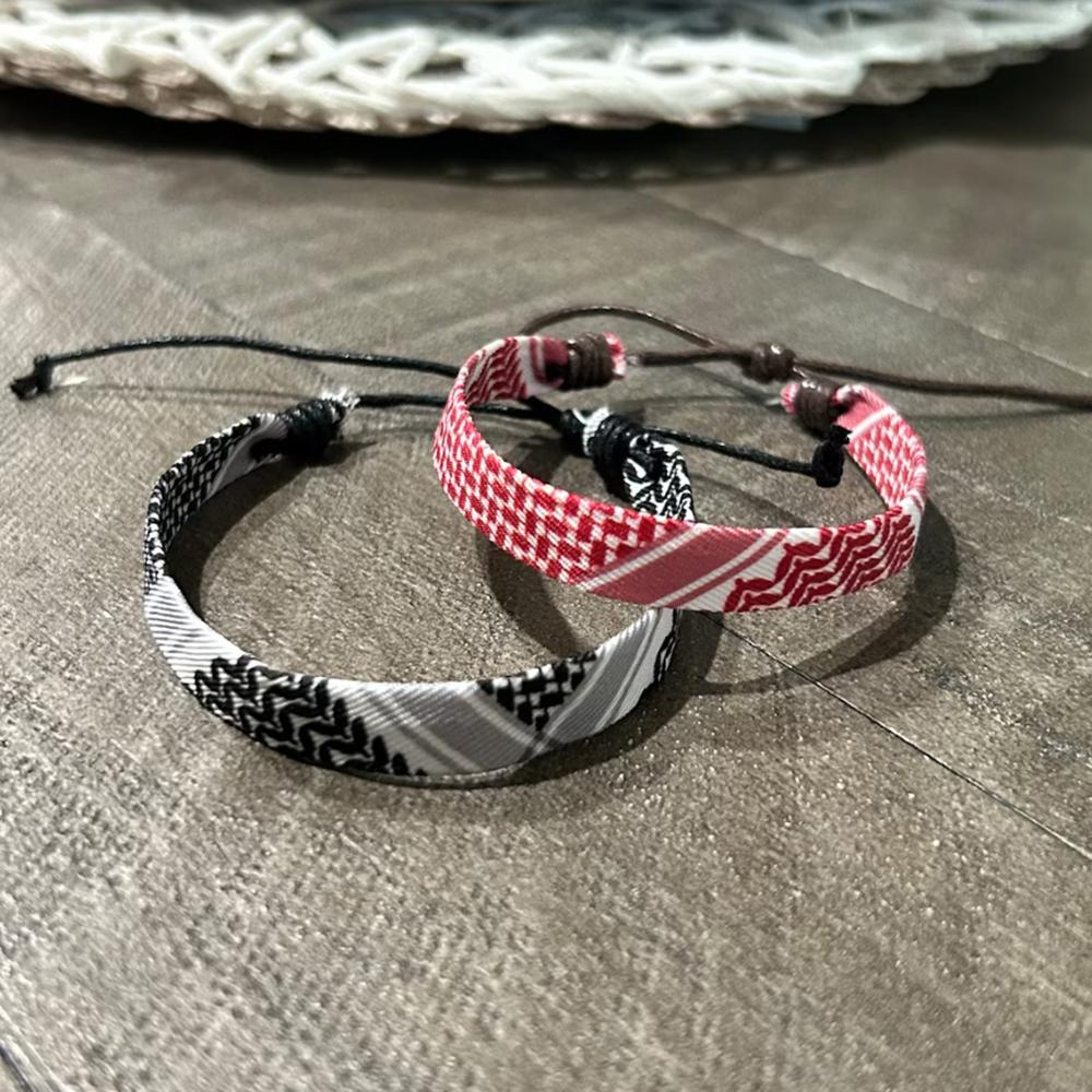 Palestine Kuffayah Braid Bracelet, Adjustable Braided