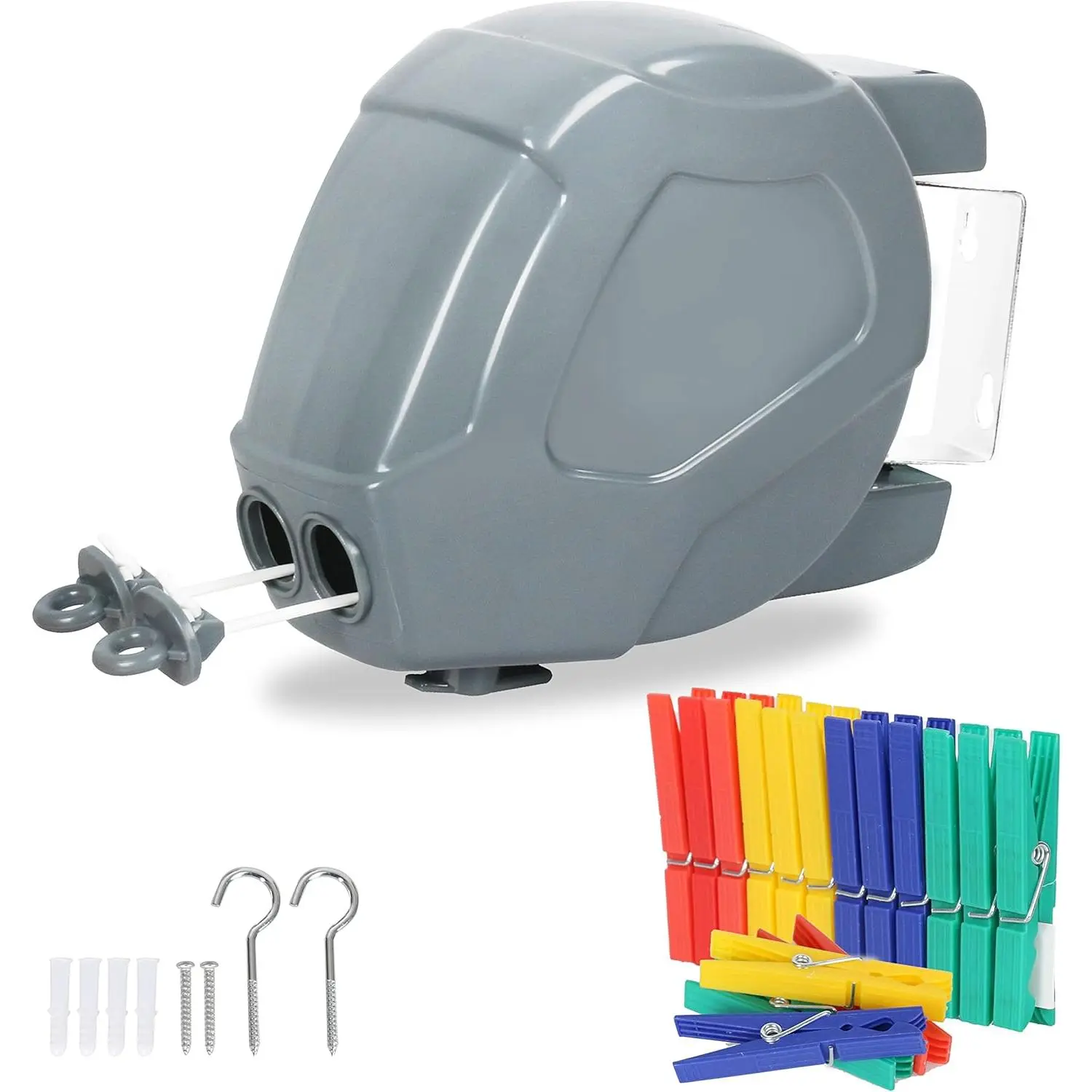 Retractable Clothesline Heavy Duty Retracting Clothes Line Outdoor and Indoor with Durable ABS Shell and 2x49 Feet Extruded PVC Line,with Lock to Prevent Sagging