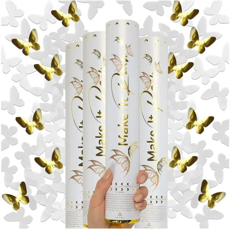 6 Pack White Butterfly Confetti Cannons, Handheld Confetti Cannons, Party Decorations for Wedding, Birthday, Graduation & New Year Celebrations