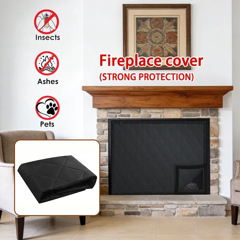 Magnetic Fireplace Cover, Insulated Draft Stopper, Blocks Cold Air, Keeps Out Insects, Ashes & Pets, Durable Oxford Fabric, Indoor Use