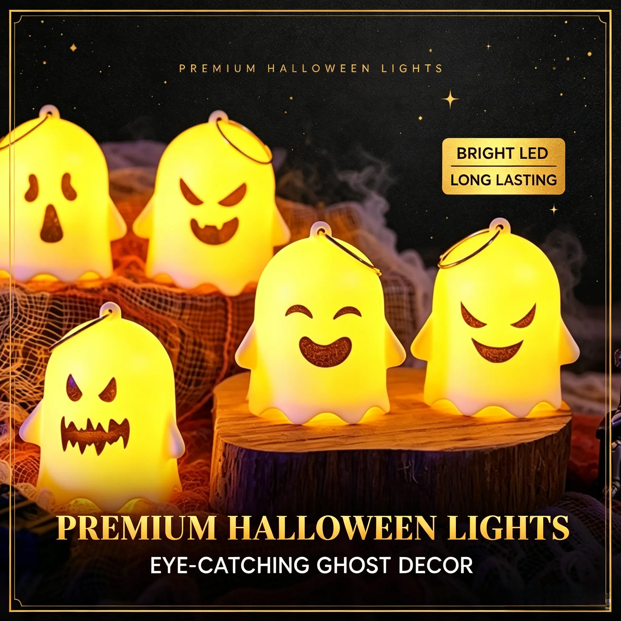 Long Lasting Bright LED Ghost Mini Night Light Keychain Pendant, Portable Hanging Ghost Lantern Bag Charms, Spooky Halloween Indoor Outdoor Decor Supplies, Trick Or Treat Costume Prop Halloween Party Decor for Children