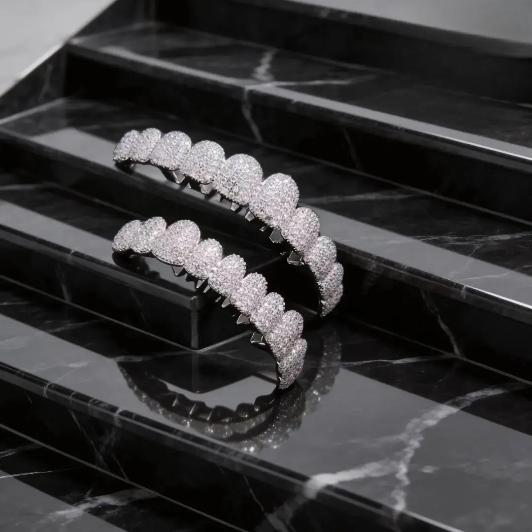 High Quality Honeycomb Diamond Grillz,Hiphop Accessory for Men Women – Flawless Set for Men & Women
