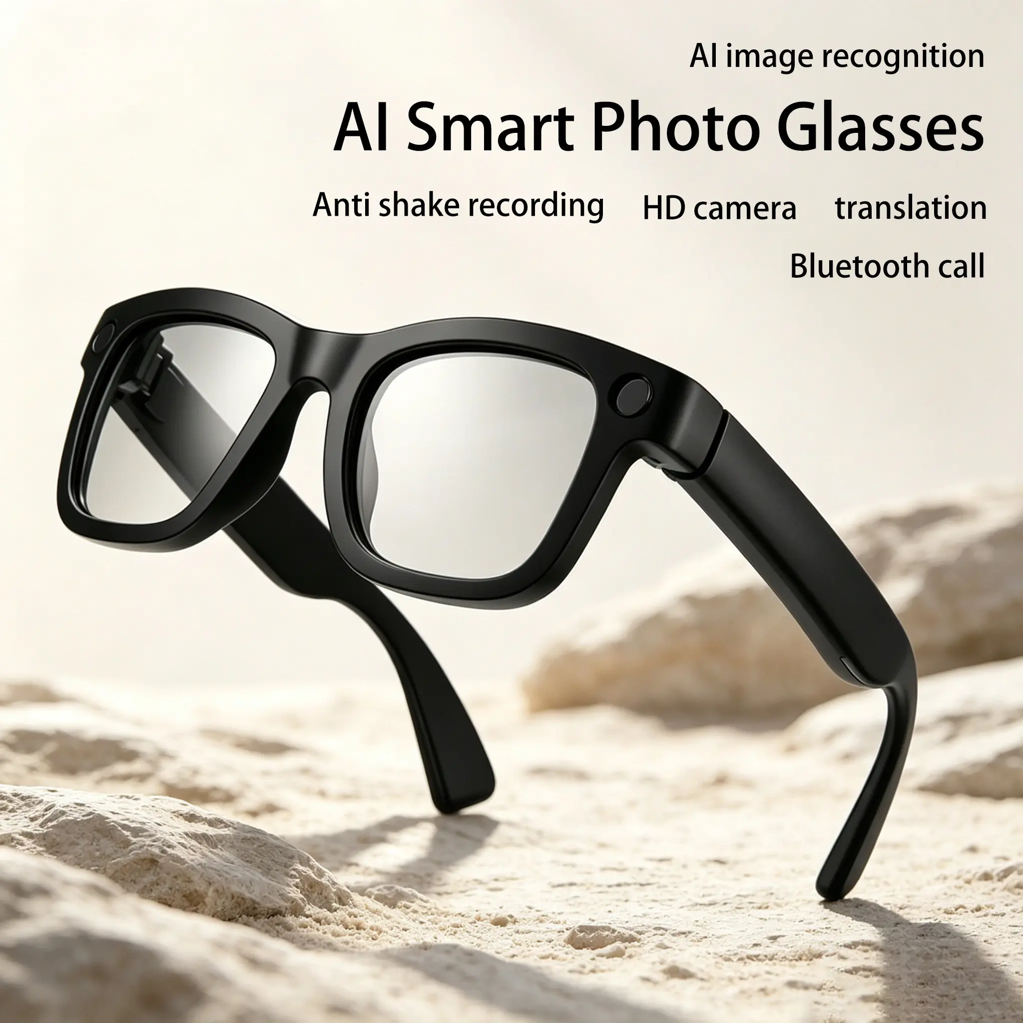 2026 New T100 Smart Camera Glasses, Hi-Fi Enc Dual Microphone, 1080P HD Photo Video, Ai Photo Recognition, Bluetooth-compatible Gpt Call, UV Protection