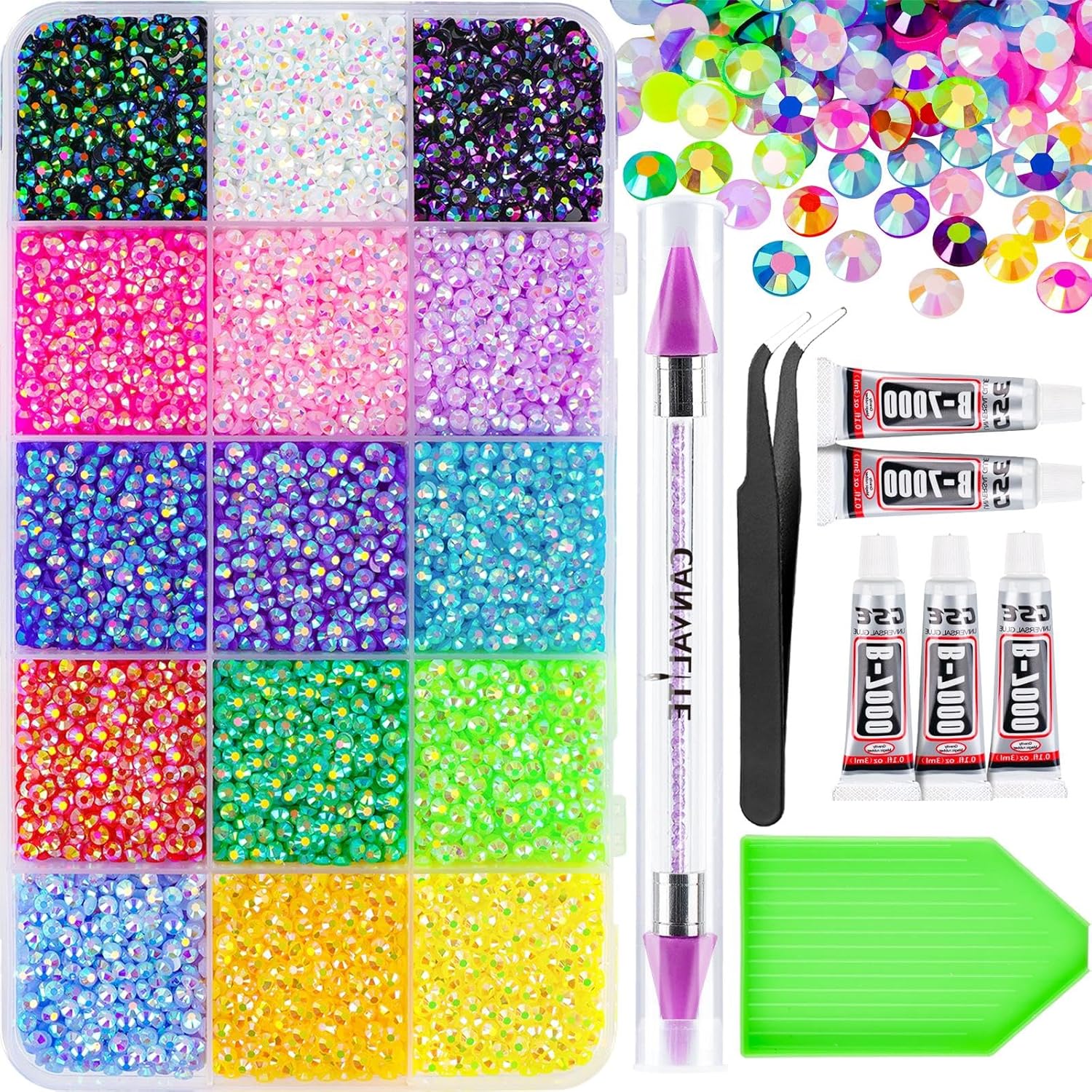 18000Pcs Jelly Synthetic Rhinestones for Bedazzling, Multicolor 3mm Flatback Rainbow Gems,3mm Multicolor Resin Flatback Synthetic Gems for Diamond Art, Bedazzler Kit for Crafting Book Shoes Nail Art