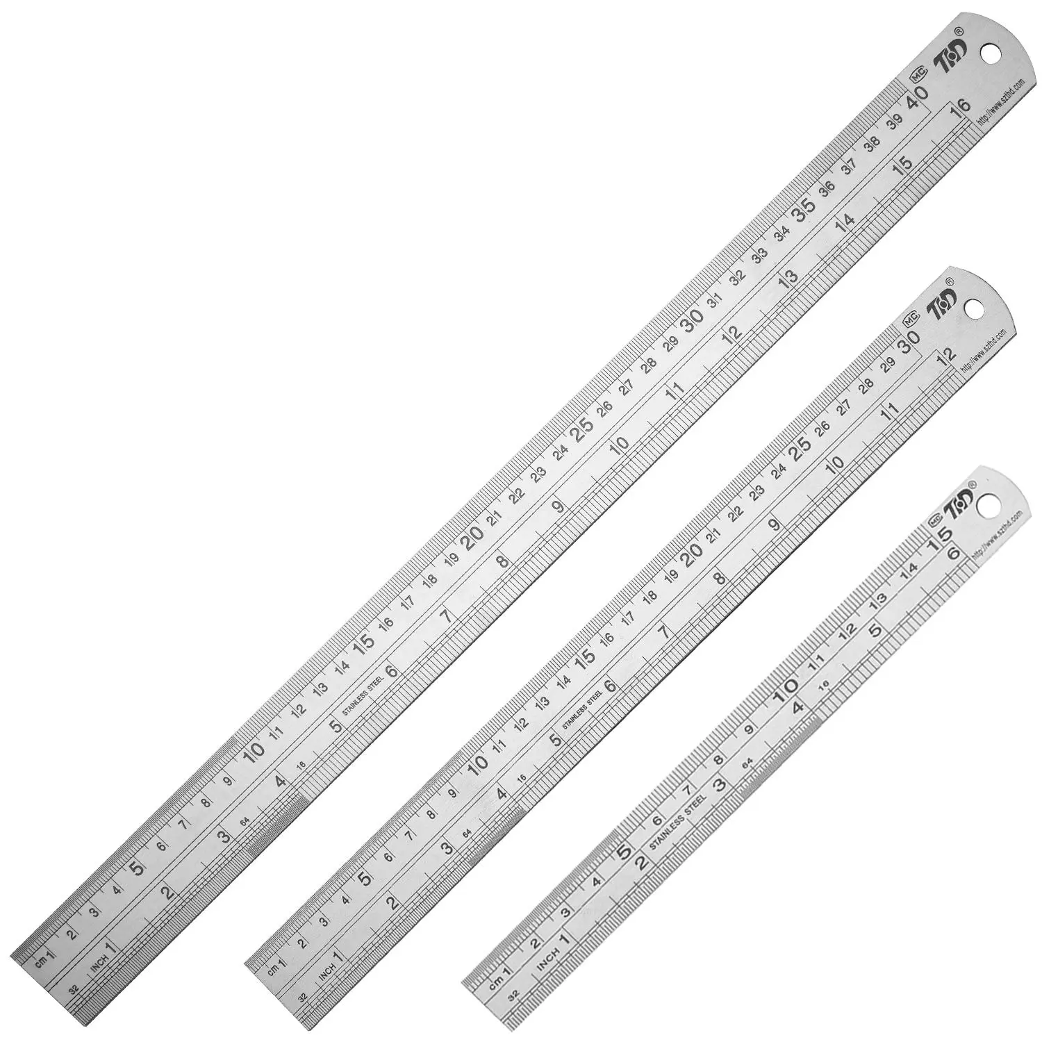 Metal Straight  Ruler Stainless Steel Ruler 6 Inch 12 Inch 16 Inch Ruler Set Rulers Bulk Set of 3
