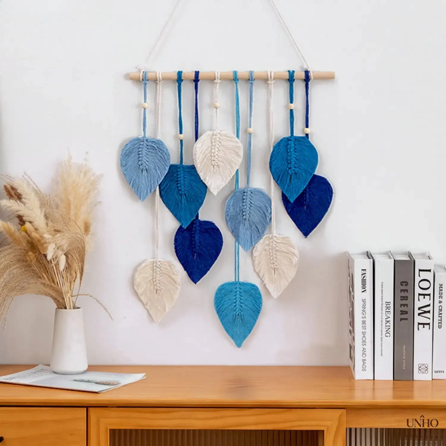 Bohemian Hand-Woven Leaf Macrame Dream Catcher Wall Hanging With Rattan Accents & Wind Chimes, Hangable Boho Tassel Decor For Camping Hammock & Outdoor Decoration