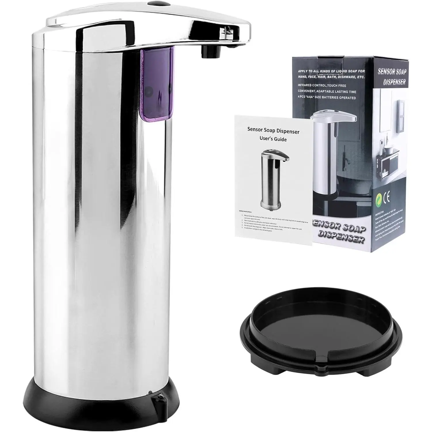 Automatic Soap Dispenser, Stainless Steel Sensor Soap Dispenser, 8.5oz Touchless Liquid Hand Soaps Dispensers with Motion Sensor for Kitchen