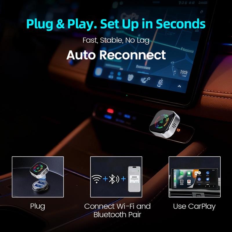2026 Wireless carplay Adapter for iPhone/Android - Fast Connection,No Latency,Hands-Free Call wireless adapter Electronic Charger carplay dongle