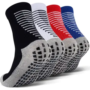 Unisex Kids' White Polyester Mix Grip Sports Socks Set - Mid-Crew, Multi-Sport Performance, Hospital Grip, Athletic Design, All-Over Print, Machine Washable Youth White Soccer Socks, White Soccer Socks Youth