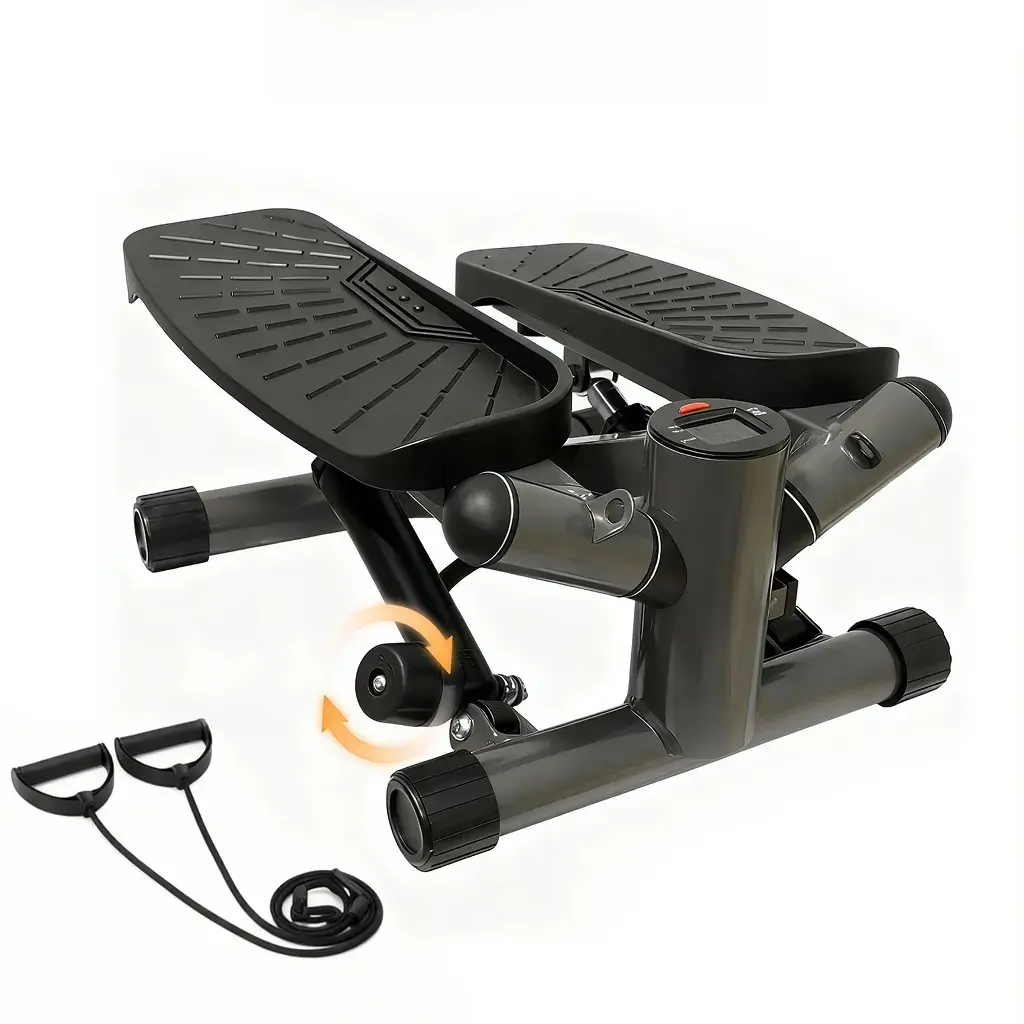 Upgraded Dual Drive Mini Stepper, Upgraded Air+Oil Dual-Drive System, Adjustable Resistance (Not Slope-Only), Ultra-Smooth Silent Space-Saving Twist Stair Climber with Resistance Bands 330lbs Heavy Duty Knee-Safe Home Workout Walking Pad Treadmills Walkab