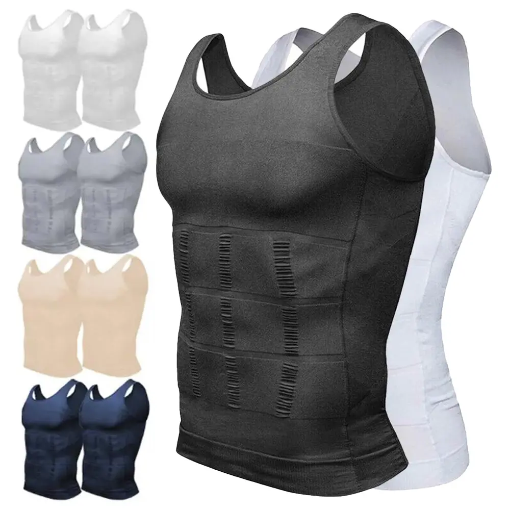 Compression Shirt Men Body Shaper Vest Workout Tank Top  Tummy Control Undershirts,Gym Shapewear for Mens,Hides Man Boobs