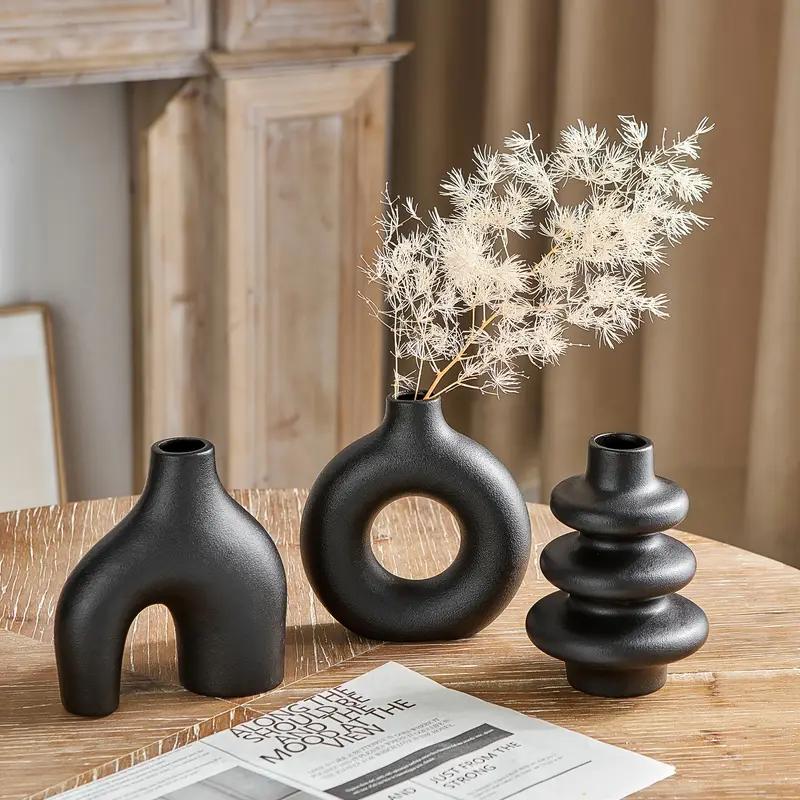 Ceramic Vase, 3 Counts/set Boho Style Irregular Shaped Vase, Modern Flower Arrangement Vase, Decorative Flower Vase, Home Decor Supplies for Living Room Bedroom Dining Room