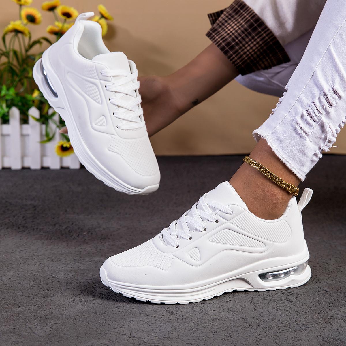 Women's Fashion Cushion Running Shoes - Shock Absorbing Breathable Lace-up Sneakers with Ergonomic Design, Women's Casual Sports Shoes, Non-Durable Wear-resistant Structure, Women's Fashion Low-top All-season Outdoor Walking Shoes, Cushion Shoes.