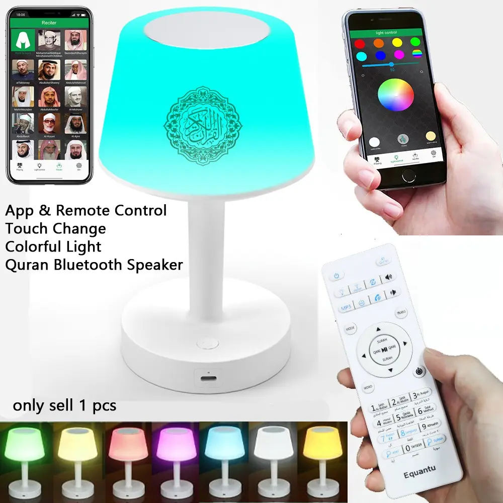 Quran Islamic Koran Muslim Ramadan Azan Arab Night Light Holy Bright Lamp Bluetooth Speaker Portable Wireless Islam Arabic Sound Box Music Islamism Caixa De Som Bocina Mp3 Blutooth Altavoces Mini Coluna Home Gift Acoustics Remote Control