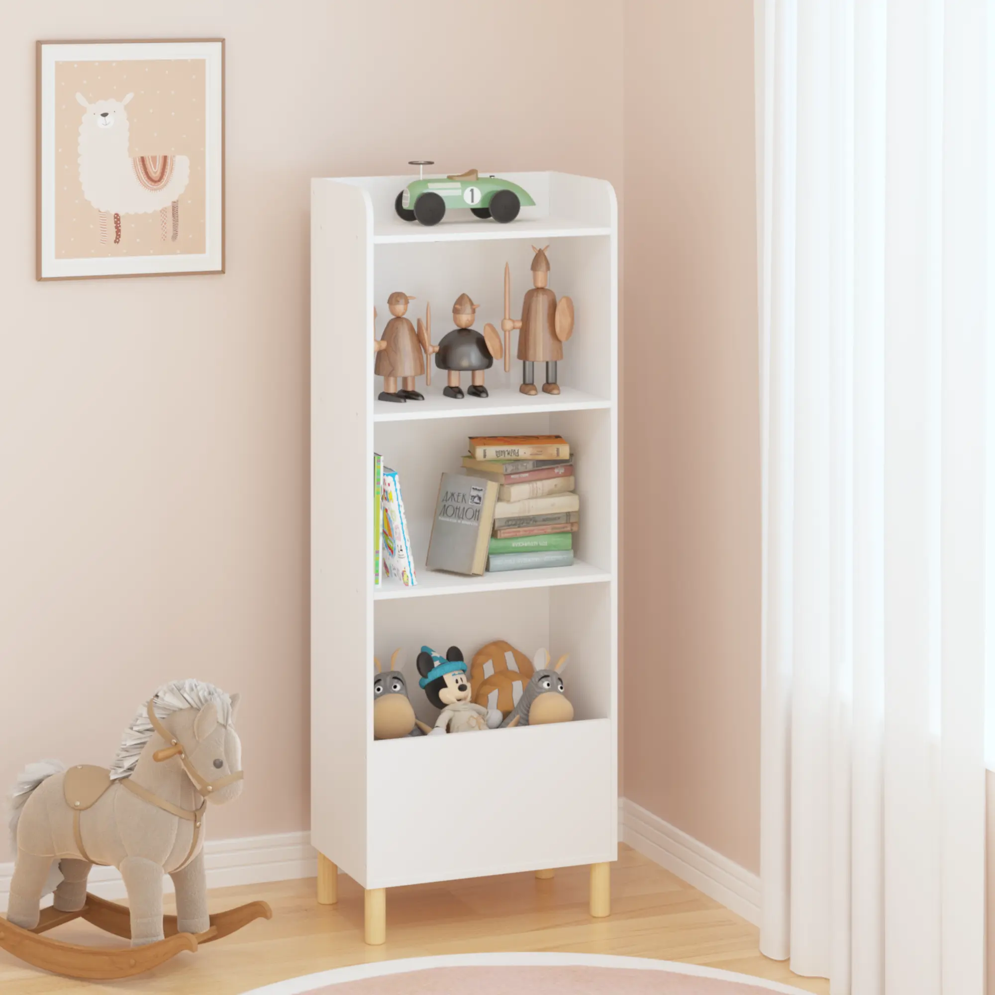 ARCH Kids 4-Tier Bookcase Children's Book Display Bookshelf Toy Storage Cabinet Organizer for Nursery Playroom Bedroom, Multiple Color Options, Sturdy Wooden Construction, Space-Saving Vertical Design, Easy Assembly, Home Furniture and Household