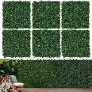 10"X10" Artificial Grass Wall, 12Pcs Boxwood Hedge Wall Panels UV-Anti Grass Backdrop Wall Decor, Greenery Privacy Hedge Screen for Indoor Outdoor Patio Balcony, Party Garden Fence