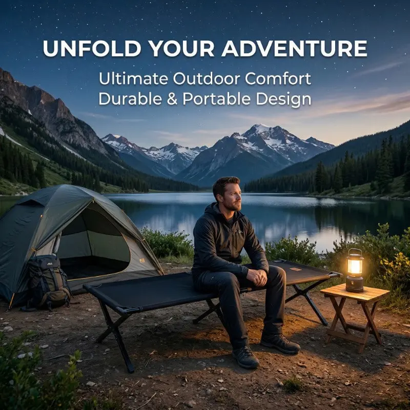 73 x 36 Inch Extra Wide Folding Camping Cot - Heavy Duty Portable Sleeping Bed, Elevated Design for Tall Adults, Easy Setup, Ideal for Outdoor, Travel and Home Guest, Khaki/Black