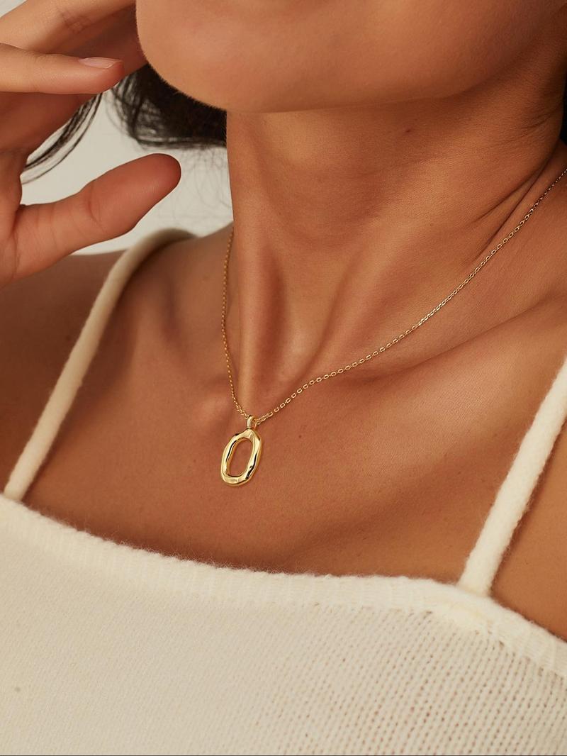 Women's Elegant Oval Shaped Pendant Necklace, Fashion Jewelry for Party, Daily Clothing Decor, Trendy All-match & Exquisite Jewelry for Birthday Gift
