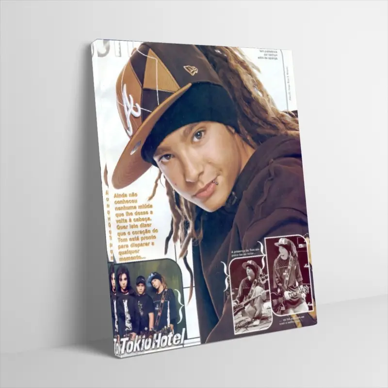Tom Kaulitz Tokio Hotel Poster Canvas Wall Art Artistic Vintage Bravo Magazine Cover Guitarist Portrait Photo Print Retro Y2K 2000s Aesthetic Rock Band Wall Decoration for Dorm Room Unframed
