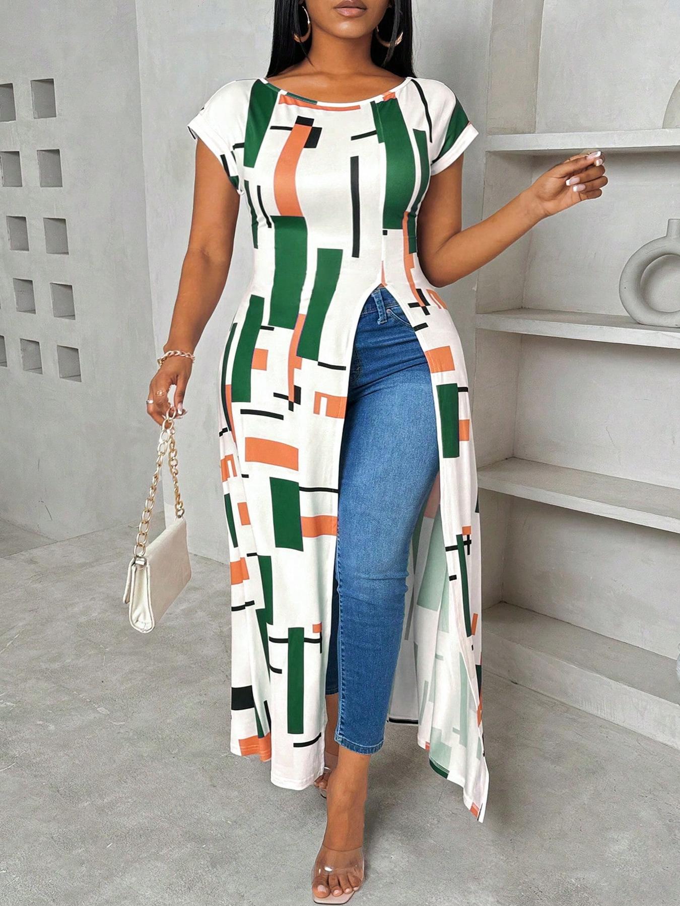 Plus Size Striped Print Round Neck Tee, Casual Long Sleeve Crew Neck Fitted T-shirt for Daily Wear, Women Plus Clothing for All Seasons, Summer Clothes Women