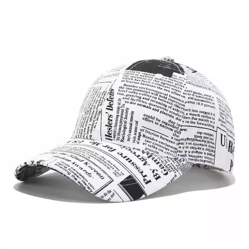 Hot Sale Unisex Casual Graffiti Newspaper Design Baseball Cap Street Hip Hop Sunscreen Outdoor Hat For Women And Men