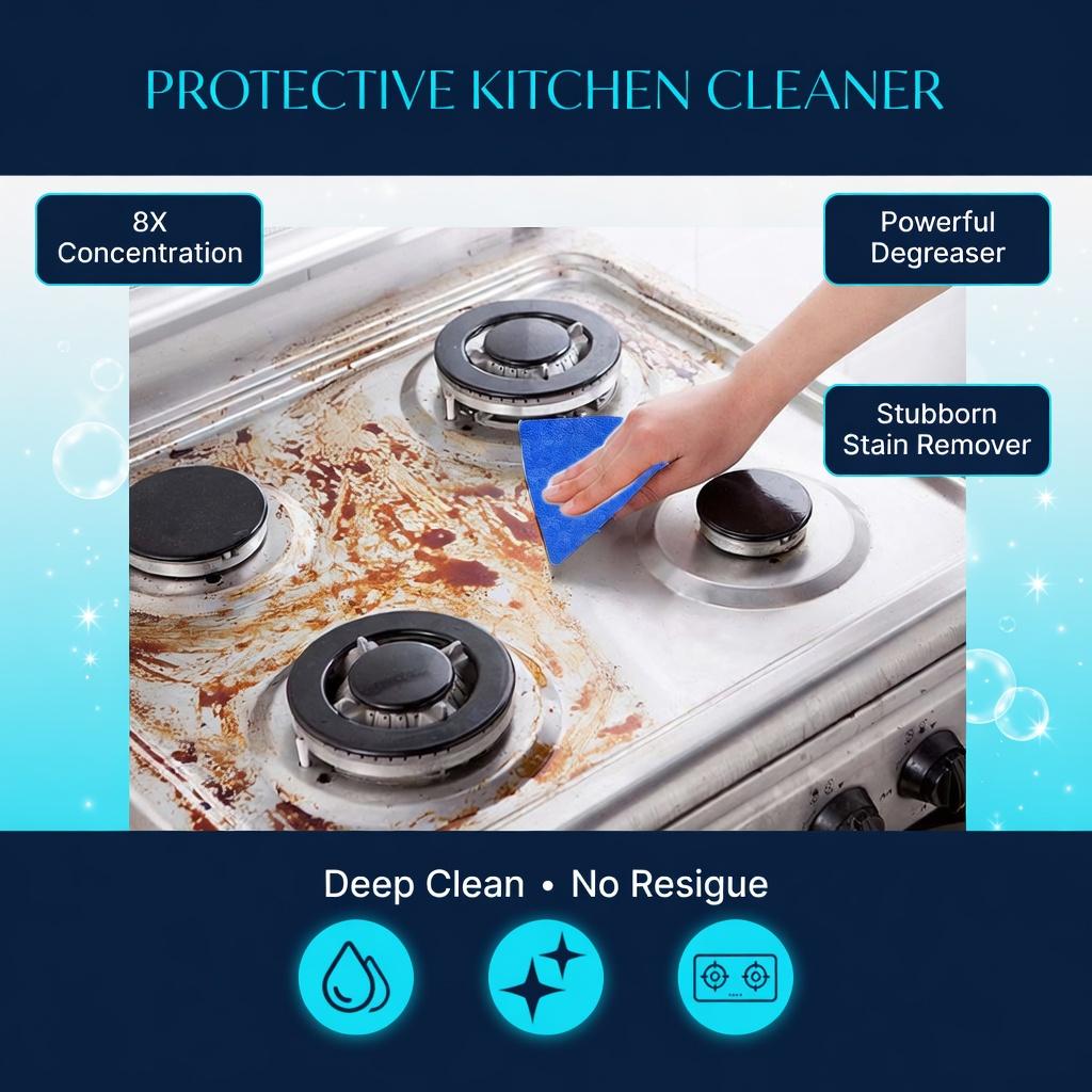 Heavy Duty Kitchen Degreaser Powder (Boxed) - Powerful Grease & Oil Remover for Stovetop, Range Hood & Cookware