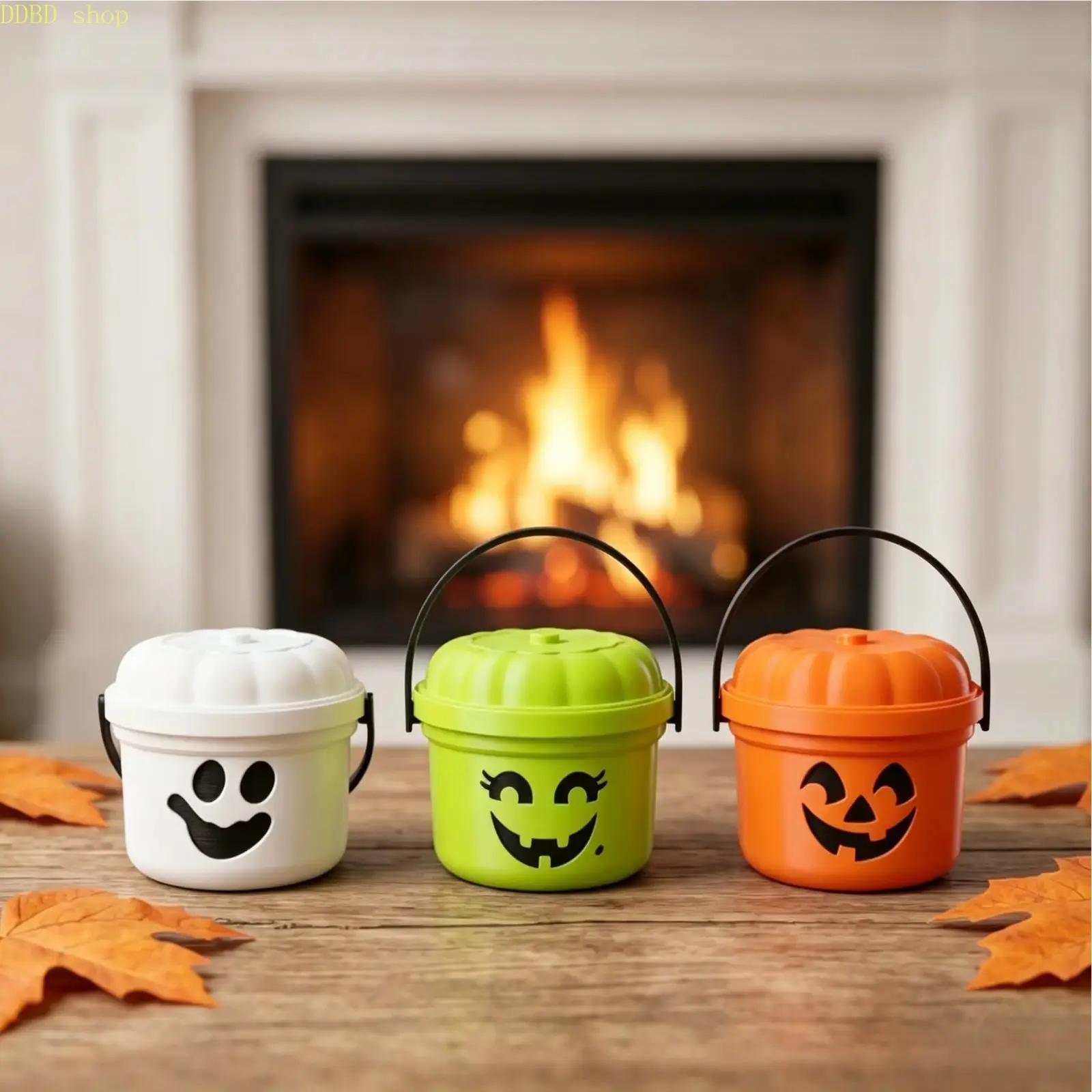 3‑Pcs Mini Halloween Pumpkin Bucket with Lid & Handle, Cute Ghost Jack‑O‑Lantern Tiny Candy Treat Pail, Multicolor Fall Storage Container, Ideal for Kids Trick‑or‑Treat, Party Favors & Desktop Shelf Holiday Decor