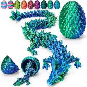 12" 3D Printed Dragon Egg, Cool 3D Printer Articulated Crystal Dragon Toys for Kids, Surprise Animals Figurines Fidget Dinosaur Eggs Toys for Boys Kids Teen 5-7 4-6 8-12
