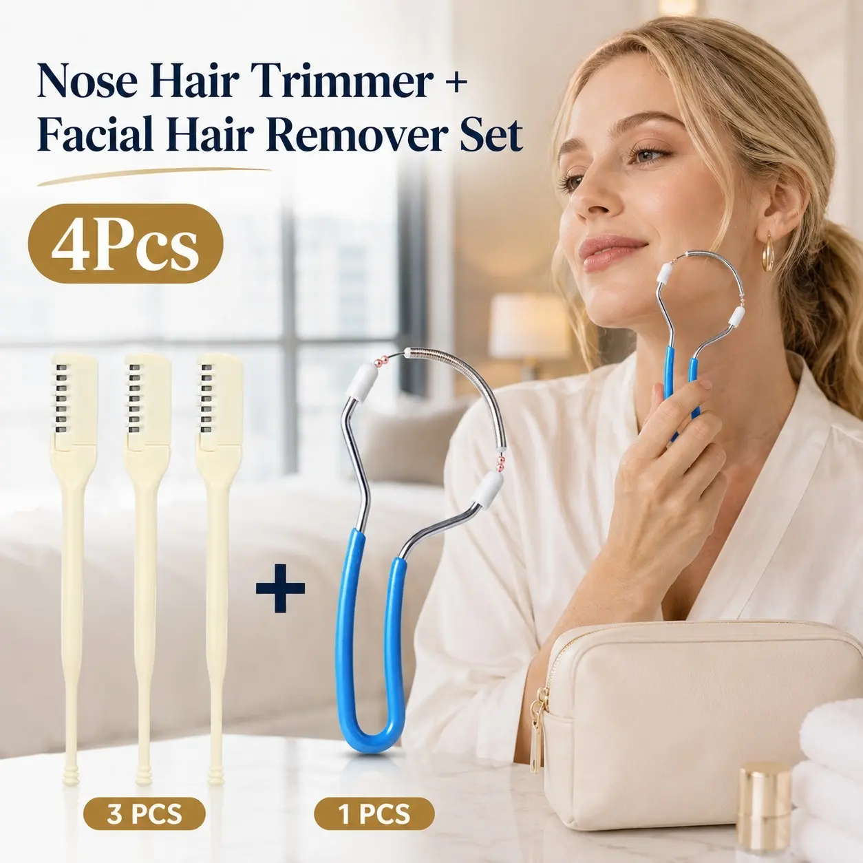 4pcs/8pcs Painless Easy Hair Removal Spring Facial Epilator For Lips Eyebrows Portable Rotating Nose Hair Trimmer With Storage Box Skin Care Tool Gift For Women Men