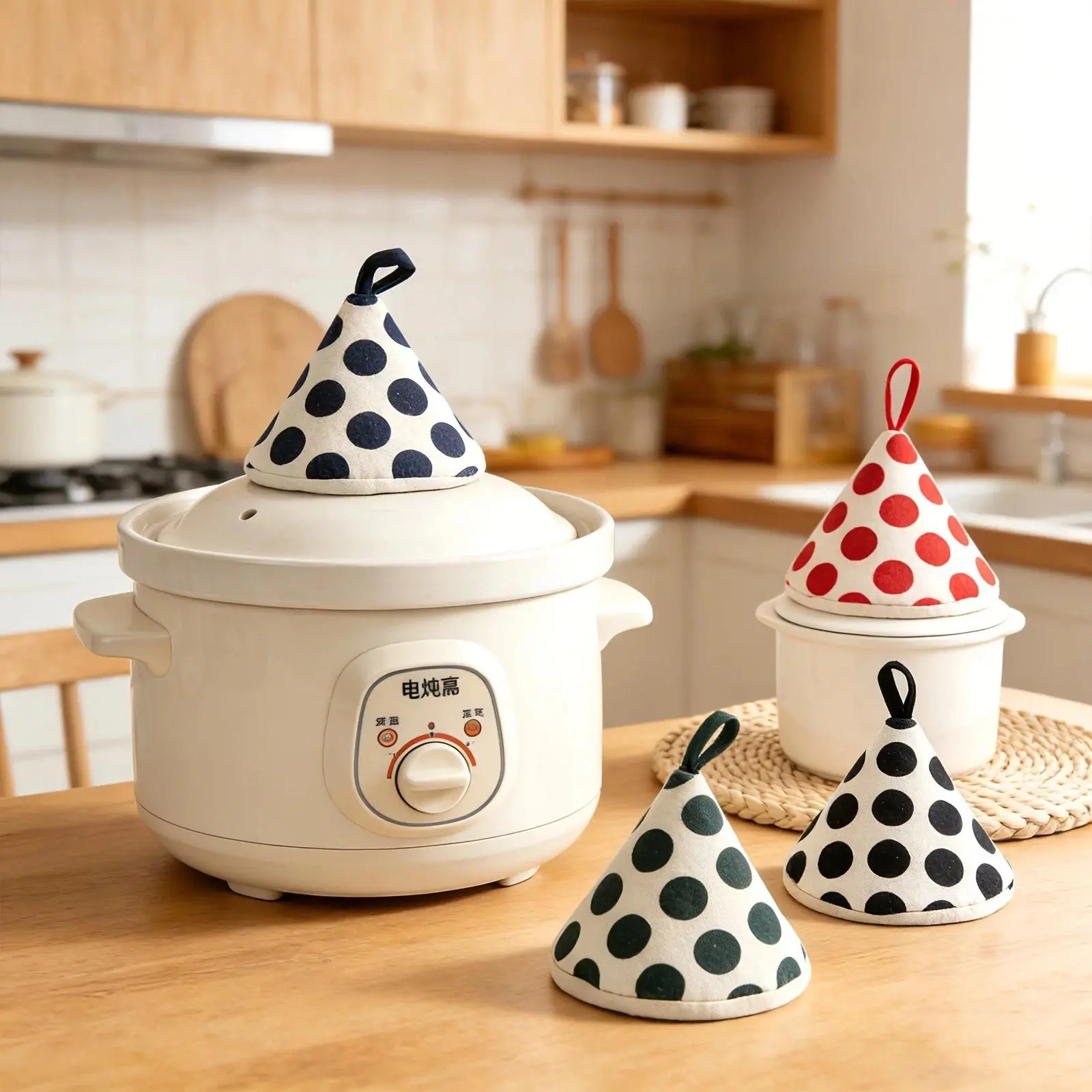 4PCS Heat Resistant Pot Handle Covers, Triangle Fabric Pan Handle Protectors, Anti-Scald Kitchen Pot Holders for Enamel Pots, Frying Pans & Cookware, Baking, Cooking & Oven Use